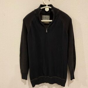 BKE Burnout 1/4 Zip Sweater Athletic Fit Black Cotton/Acrylic Men’s Size Large